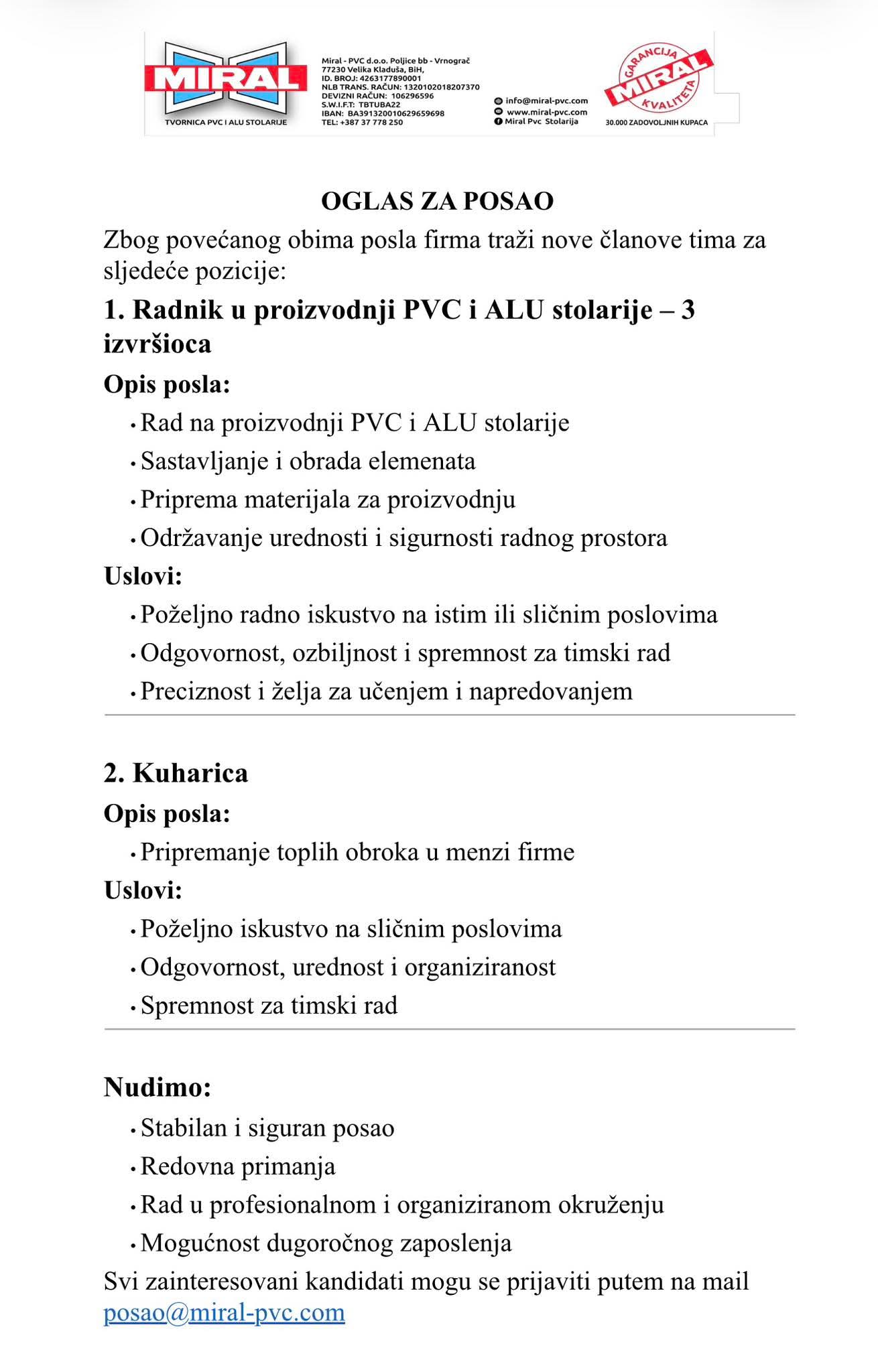 Miral - PVC d.o.o. Velika Kladuša